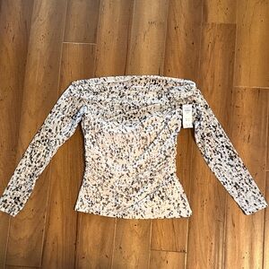 Abercrombie Leopard Print Mesh Off-Shoulder Top